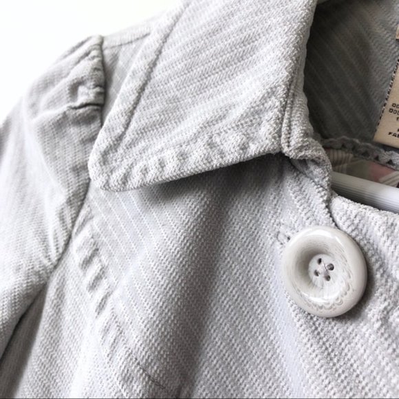 ANTHROPOLOGIE Elevenses Fine Ribbed Double Breasted Cotton Jacket Gray Sz 0 - Picture 6 of 9